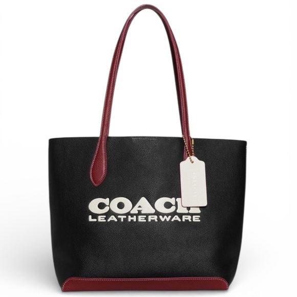 Coach Black and Red Leather Tote